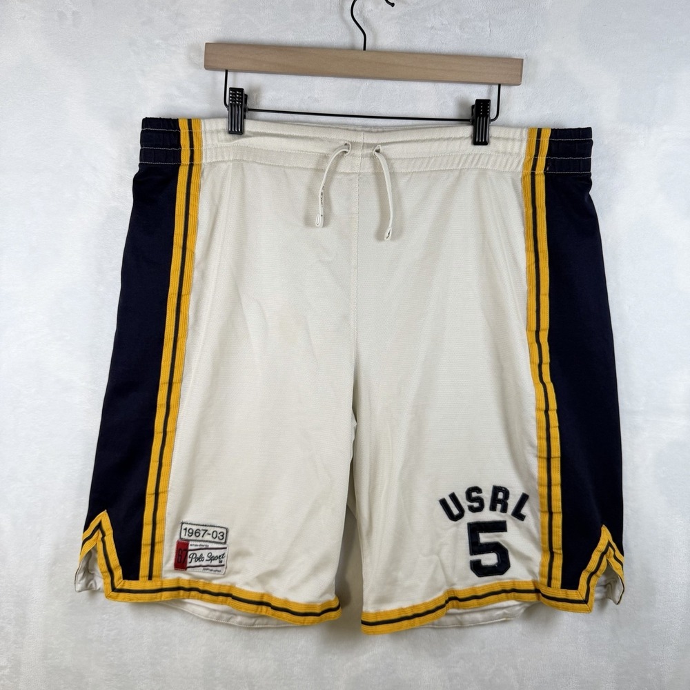 Vintage Polo Sport Ralph Lauren Mesh Basketball Shorts Mens Medium Navy White